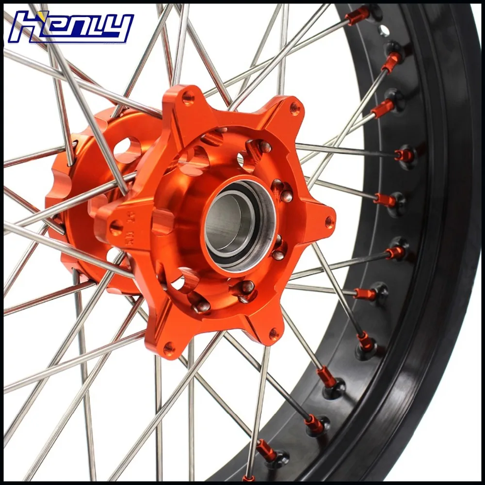 3,5/4,25 полный набор дисков Supermoto Cush для KTM 690 ENDURO R 2008- SMC 2008-2011 оранжевый ниппель