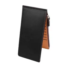 Fashion Women PU Leather Purses Wallet Unisex Thin Long Clutch Double Zippers Silm Hasp Wallets Credit