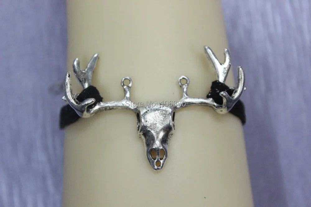 wholesale Silver deer bracelet black Velvet cotton rope braid friendship | Украшения и аксессуары