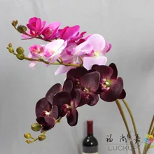 1 tallo de látex de tacto Real Orquídea mariposa artificial Flor de Orquídea mariposa para la decoración de casa nueva decoración de fiestas de bodas F472