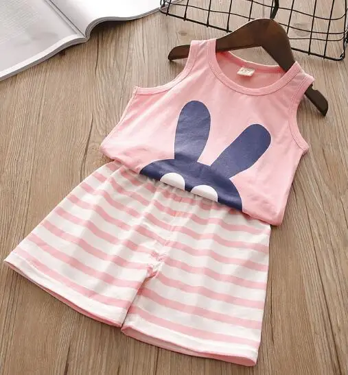 MERI AMMI/комплект одежды из 2 предметов, детский комплект одежды для девочек, футболка в полоску+ рубашка для девочек возрастом от 2 до 7 лет J684 - Цвет: as picture