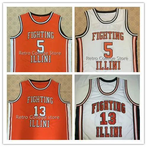 

#5 DERON WILLIAMS #13 Kendall GILL FIGHTING ILLINI High School basketball jerseys Embroidery Stitched any number and name
