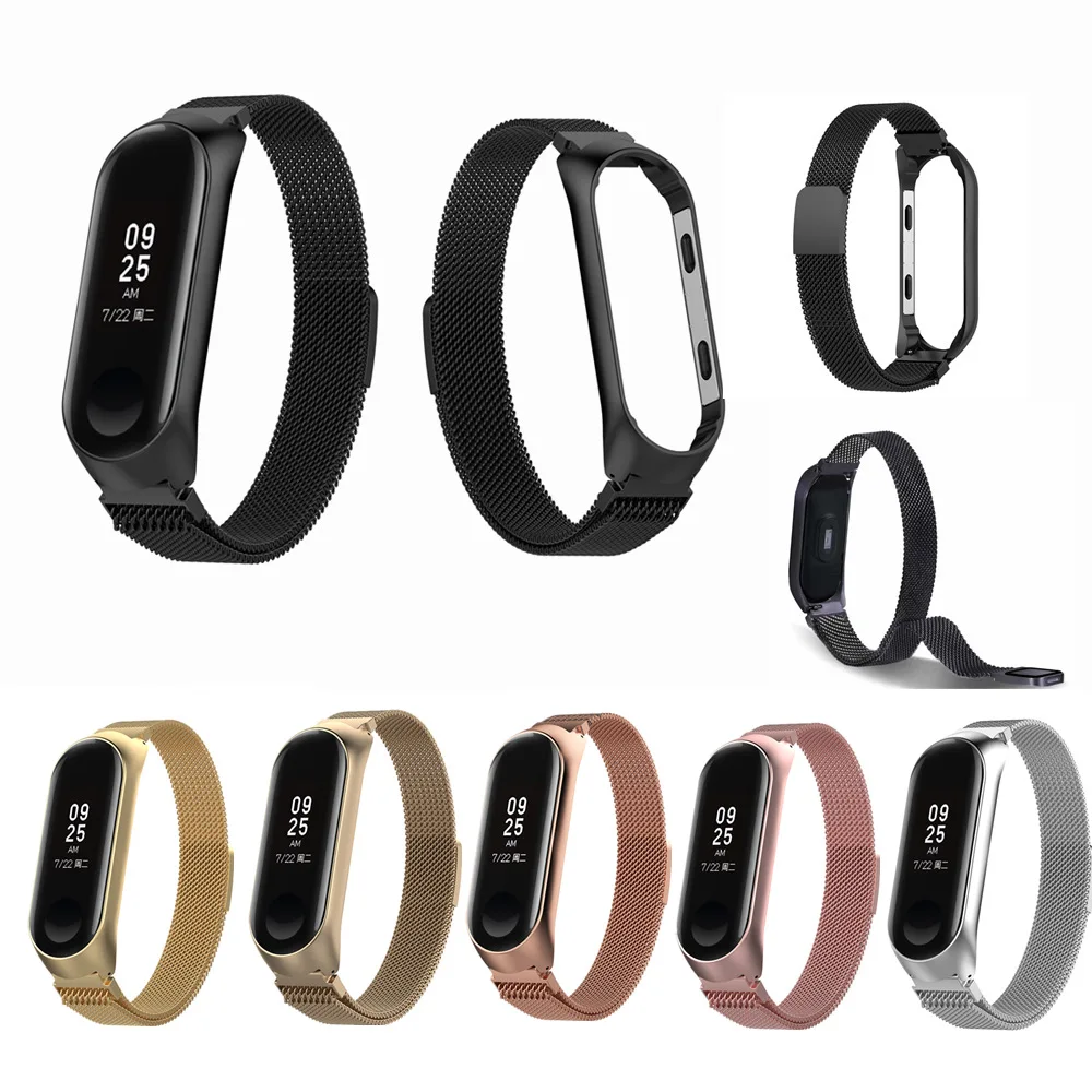 

For MiBand3 Milanese Watch Strap For Xiaomi Mi Band 3 Bracelet Metal Magnetic Buckle Stainless Steel Wristband For Xiaomi Band3