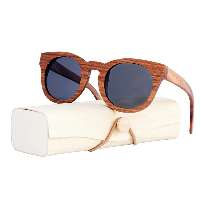 Винтажные поляризационные солнцезащитные очки для женщин и мужчин, Высококачественная деревянная оправа, брендовые солнцезащитные очки для пляжа, анти-УФ очки для вождения - Цвет линз: Черный