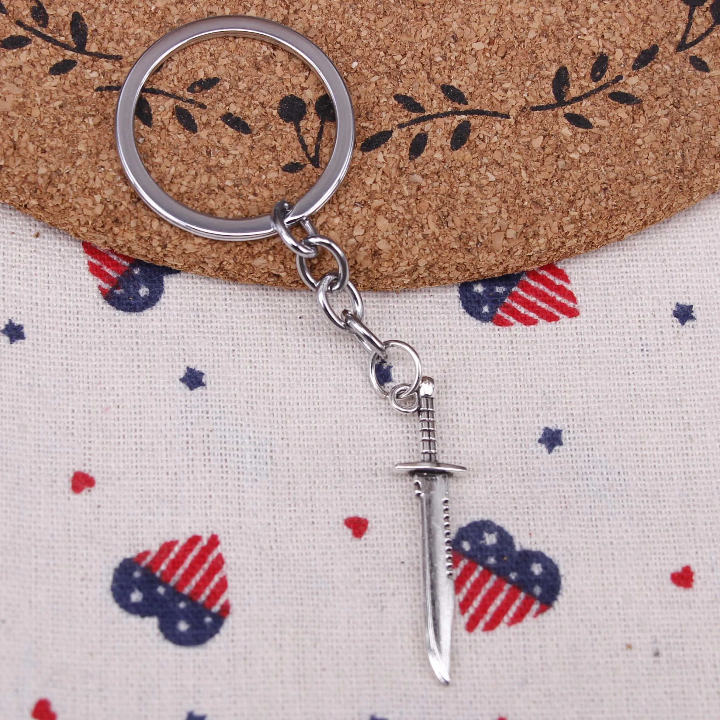 Fashion sword 43*20mm Antique Silver Pendant KeyChain,DIY Jewelry Handmade Metal Keychain Party