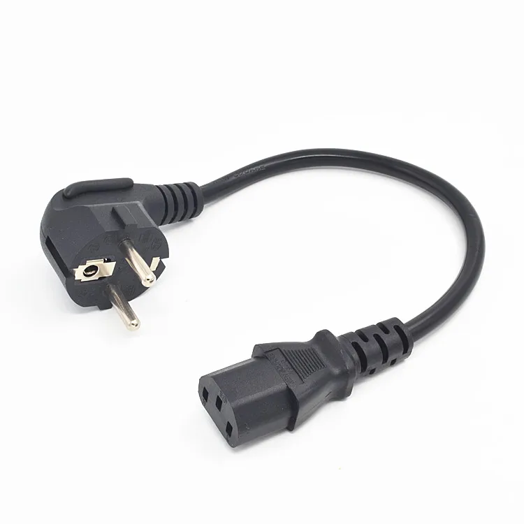 Europe EU plug Flat Nema 5-15P to IEC C13 Power Cord 0.2M /0.5M IEC C13 EU power mains cable AC EU Plug to IEC Kettle C13