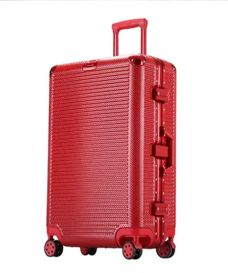 CARRYLOVE 2" 24" 2" 29" алюминиевая рама Скалка багажа Спиннер жесткий Дорожный чемодан на колесиках - Цвет: red