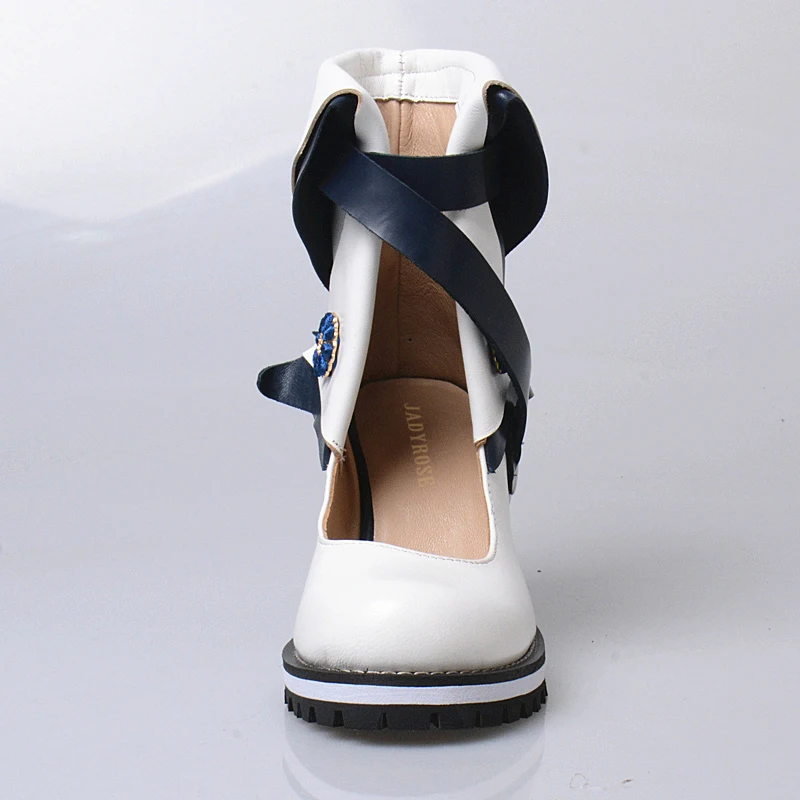 Jady Alto Británico Rosa Verano Las Bombas Mujeres Mujer Grueso Zapatos Tobillo Correas Genuino rojo Blanco Azul amarillo Plataforma Con De Tacón Botas Cuero rrgxT6
