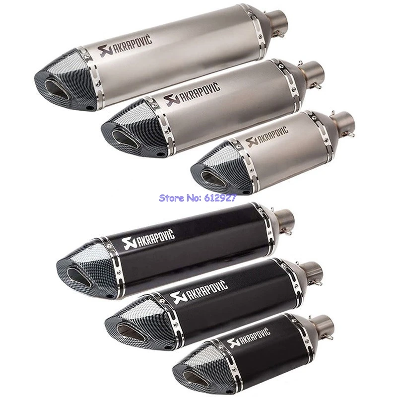 

JOHOTAKI: 57cm / 47cm / 37cm Inlet 51mm Universal Akrapovic Motorcycle Exhaust Pipe Muffler Escape Leak with DB Killer