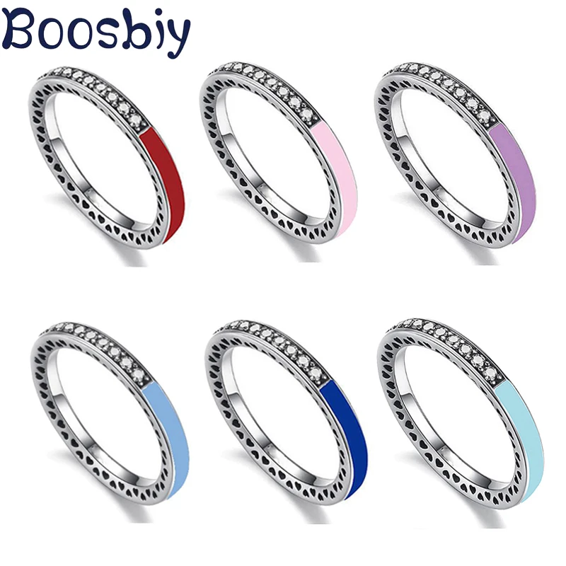 Высококачественное серебряное кольцо Boosbiy 7 цветов s со стразами для женщин с