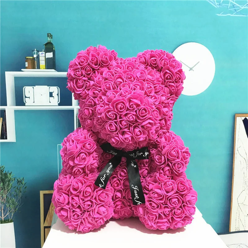

25/40CM Teddy Bear Rose Flower Artificial Christmas Gifts for Women Valentine's Day Gift Plush Bear