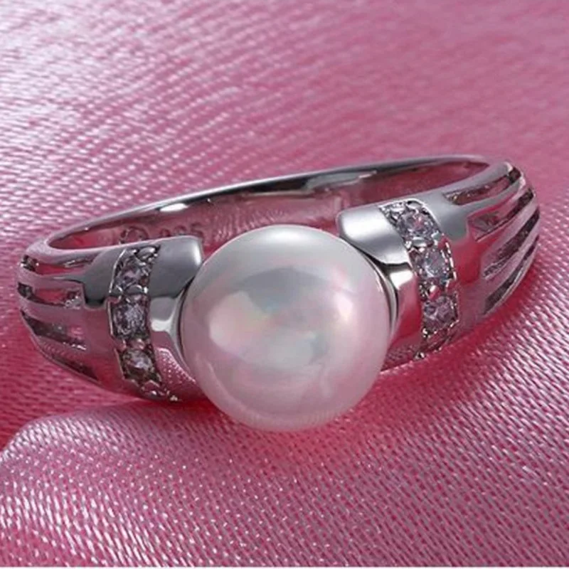 Роскошная коллекция, кольца из стерлингового серебра S925 пробы, большие кольца с фианитами и пресноводным жемчугом для женщин, свадебные ювелирные изделия на День святого Валентина, подарок