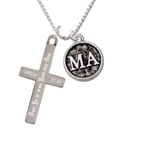Medical Assistant Caduceus Seal - MA - Praise Her - Cross Necklace (1)
