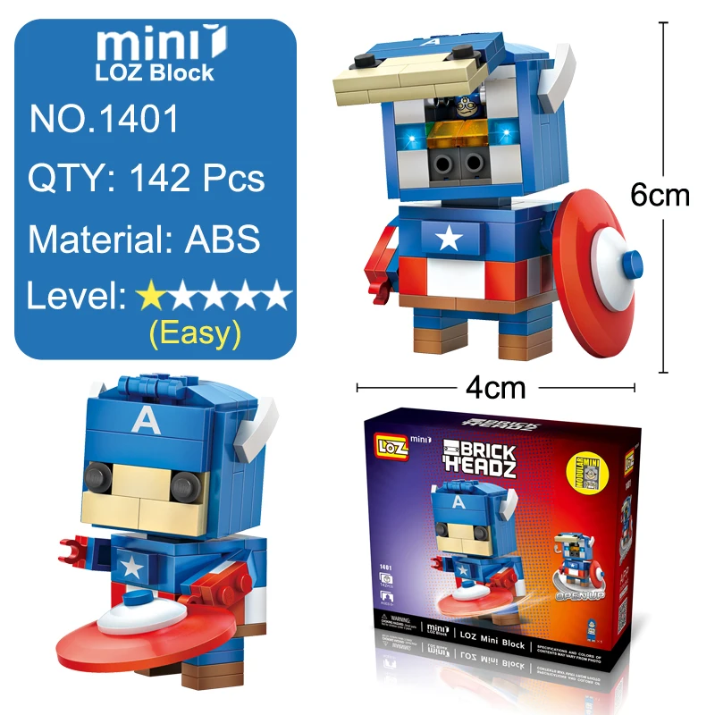 LOZ мини аниме фигурки Конструкторы Капитан Америка Бэтмен Тор Железный человек паук конструкторные герои детские новогодние игрушки год сувенир подарок рождество официальный уполномоченный