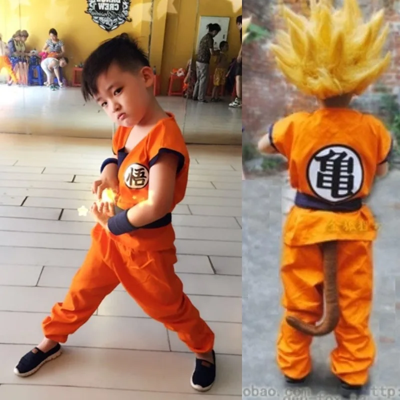 

Adult/Childrens Anime Dragon Ball Z Monkey Cosplay Costumes Mens/Boys Son Goku Costume Kids Halloween Japanese Costume With Tail