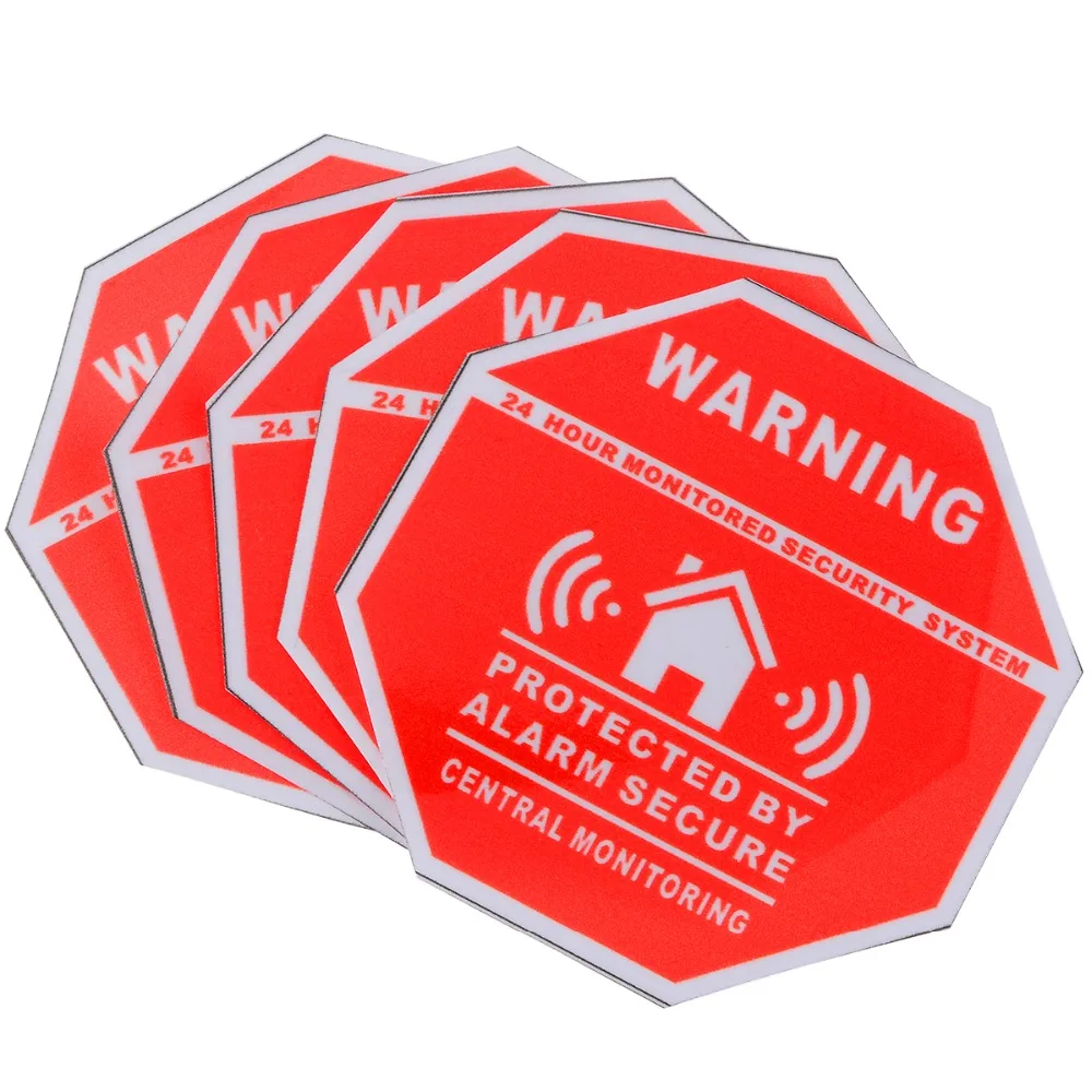 

Mayitr 5pcs Home Alarm Security Warning Sign Adhesive Sticker Decal Window Door Vinyl Decal Warning Sticker 7.5*7.5cm