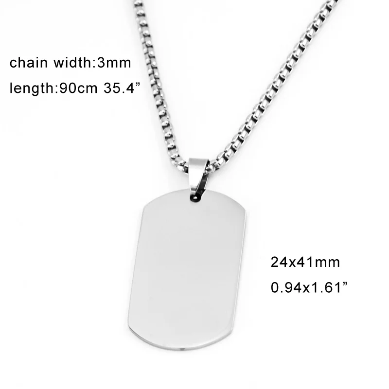 Нержавеющая Сталь Dogtag кулон ожерелье для мужчин пустой армии Ketting солдат Военная пластина воротник зеркальная полировка