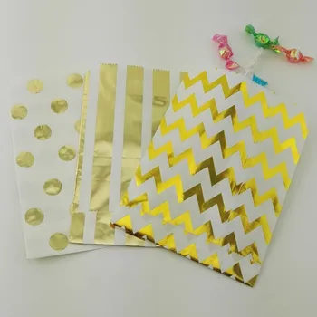 

Free Shipping 5000pcs 5*7 Inch Foil Gold Chevron Porpcorn Candy Kraft Paper Treat Favor Bag Goodie Gift Bags For Birthday Party