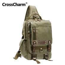 Croix Charme De Mode Hommes Sling Poitrine Pack Épaule Sac À Dos de Toile En Cuir Sac Pour A4 Cartable Sac À Dos Pour Homme DBH-30038