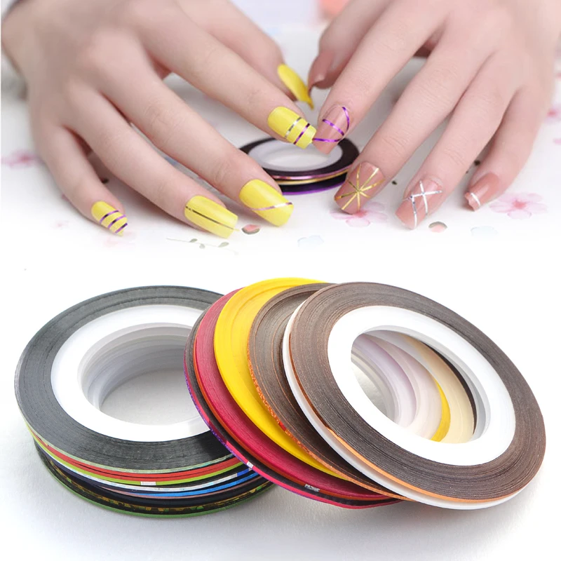 30Pcs/Lot 30 Multicolor Mixed Colors Rolls Striping Glitter Nail