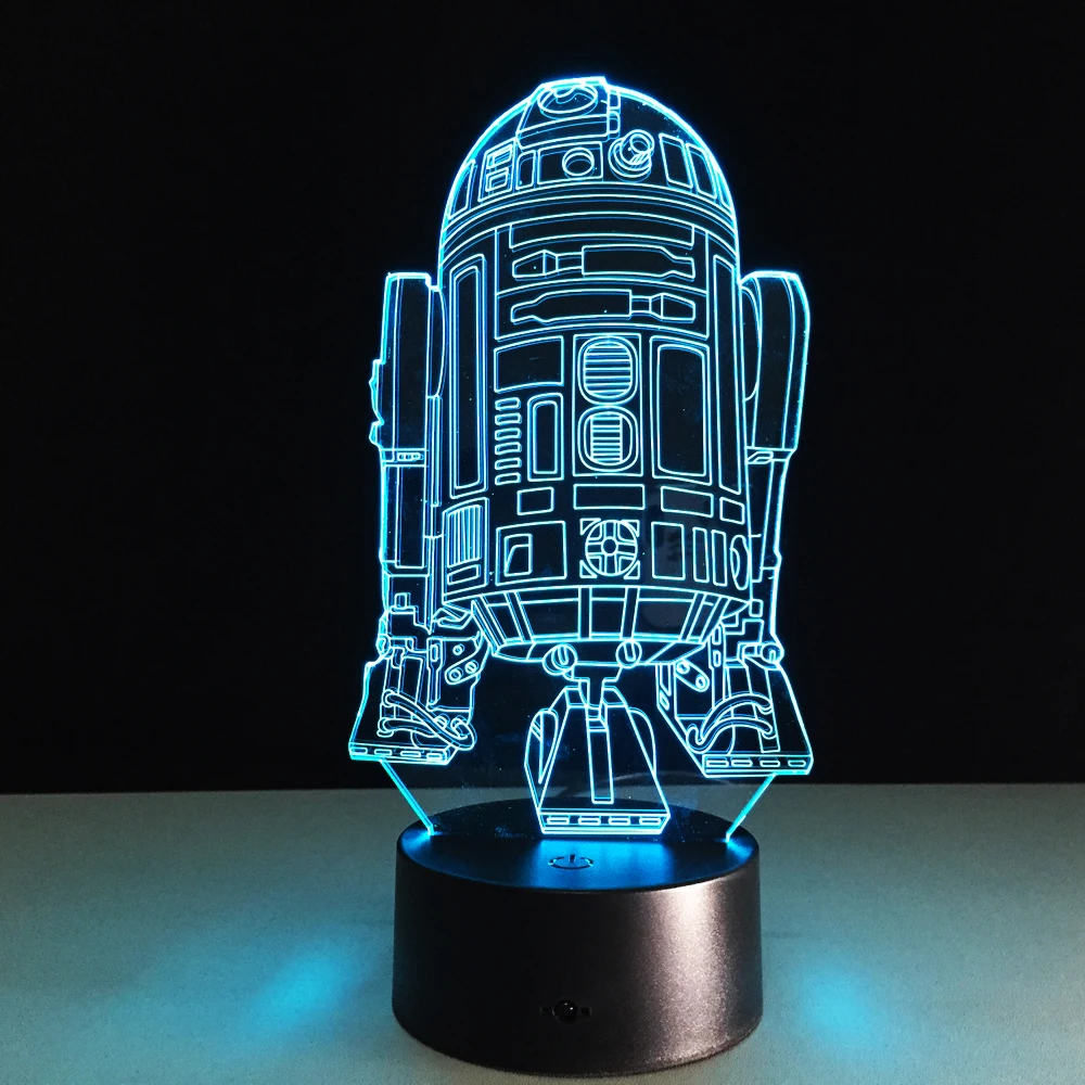 Cool R2D2 Robot Novelty 3D Night Light LED Bedside Lamp Table Desk Lampe Lamparas USB Nightlight Luminarias For Kids 1