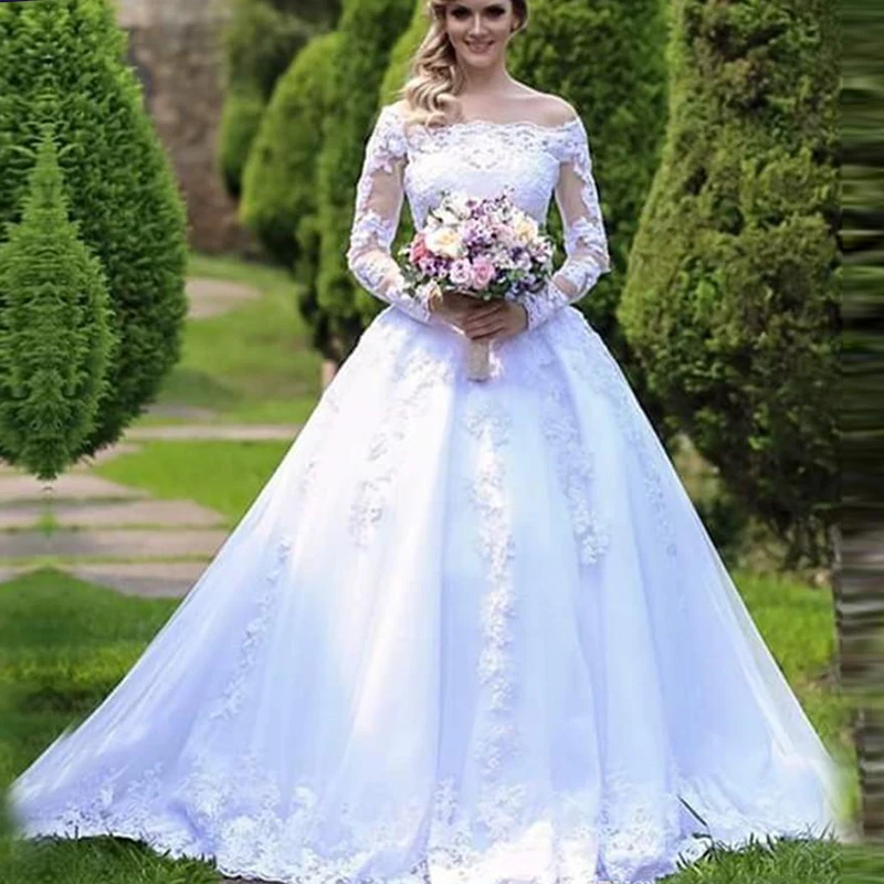 Кружевное платье невесты с длинными рукавами Vestido De Noiva на заказ размера плюс