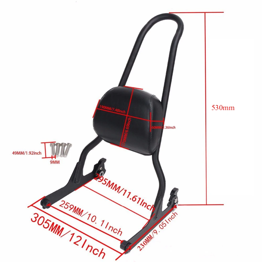 Softail Sissy Bar Luggage Rack Motorcycle Backrest for Harley Softail Fat Boy FLSTF Night Train Cross Bones  (4)