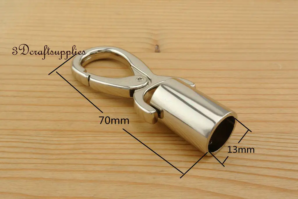 Cord end caps rope end stopper with hook 1.3 cm silver 6 pieces AC121