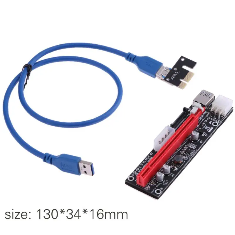 PCI-E PCIE Express 1X to 16X 4pin 6 pin 15pin sata Extension Riser Card USB3.0 Adapter Cable For ETH antminer GPU Miner Mining