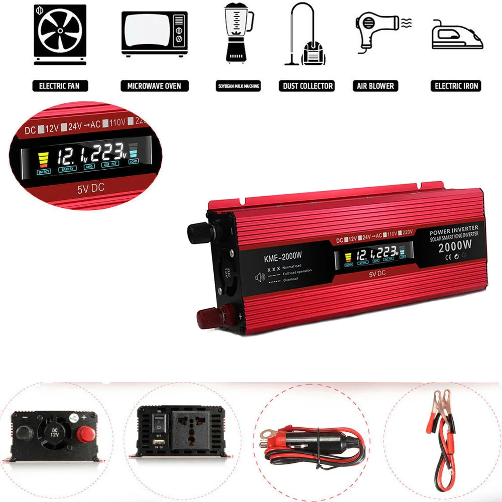 Lcd 6000 Вт Солнечный Инвертор 12 В 50 Гц усилитель конвертера мощности для автомобиля Инвертор бытовой DIY автомобильный инвертор