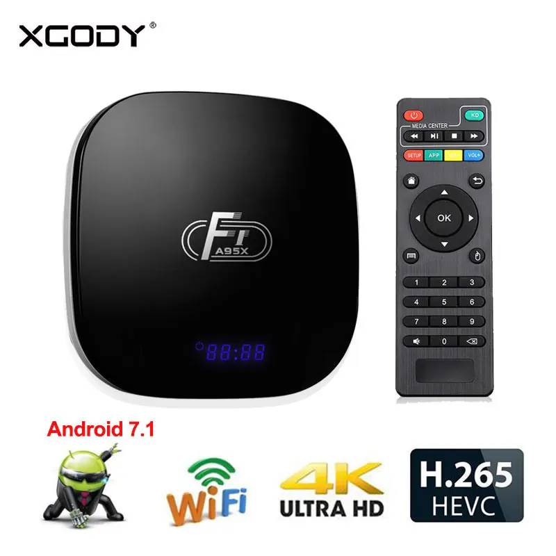 

XGODY A95X F1 Smart Tv Box Android 7.1 Wifi RAM 2GB ROM 16GB Quad Core HDMI 2.0 Network Media Player Set Top Box 100Mbps 4K HD