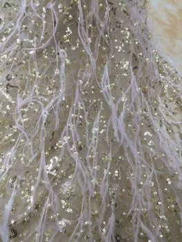 

special feather african tulle laces fabrics Nigerian lace fabric S-12943 french lace fabric for bridal dress