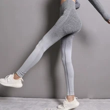 Бесшовные с высокой талией быстросохнущие дышащие тянущиеся брюки для фитнеса с эффектом пуш-ап женские брюки градиентные эластичные леггинсы