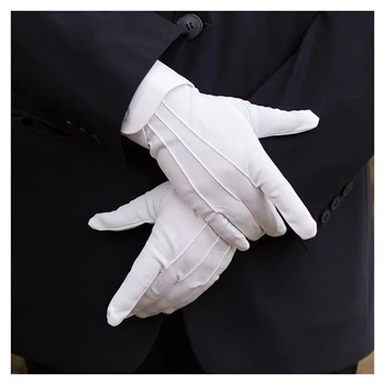 

1 Pair White Formal Gloves Tuxedo Guard Parade Santa Men Fancy Inspection Elegant Full Finger guantes mujer Womens Gloves