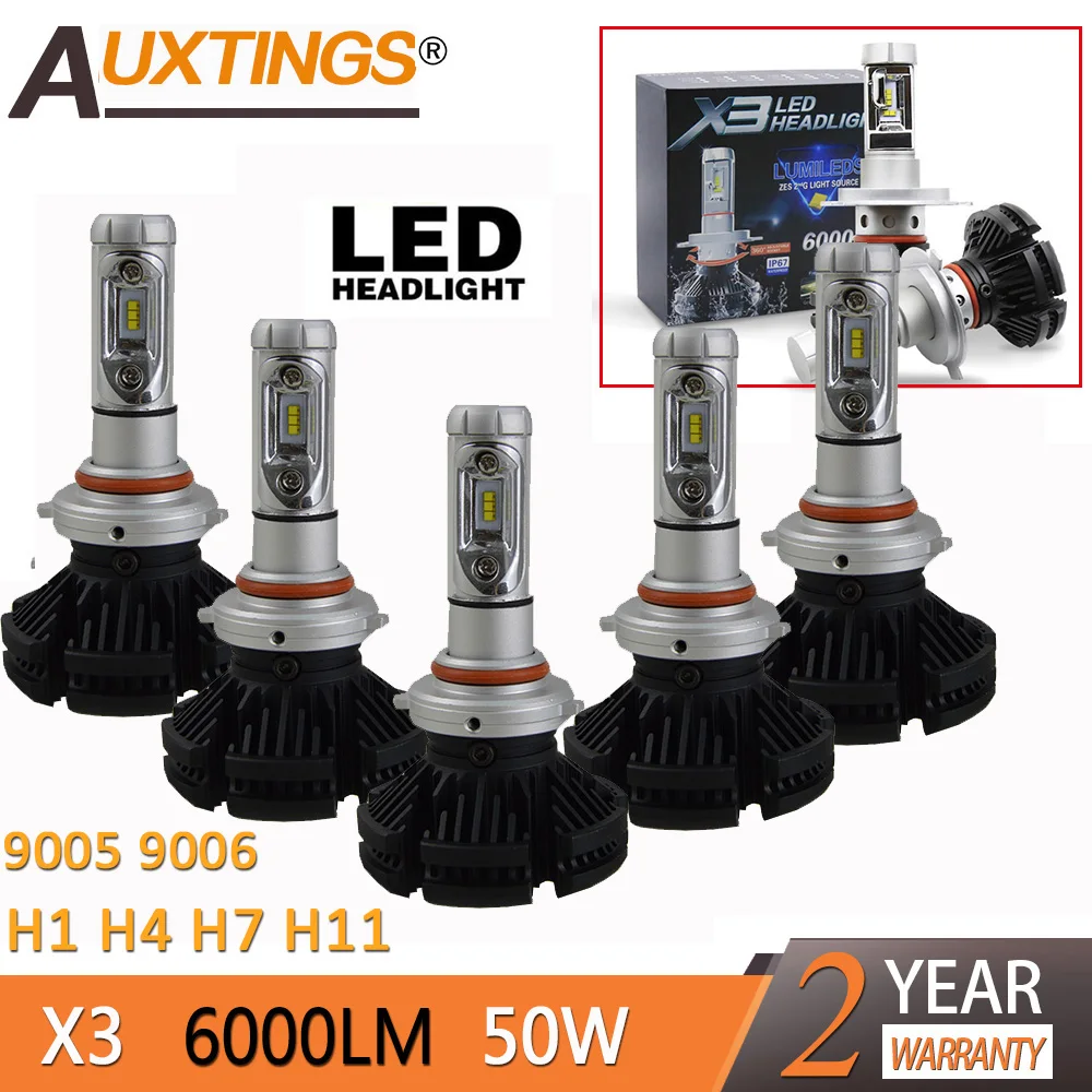 2 шт. Автомобильные светодиодные лампы H4 H7 3000K/6500K/8000K|Передние LED-фары для авто| |