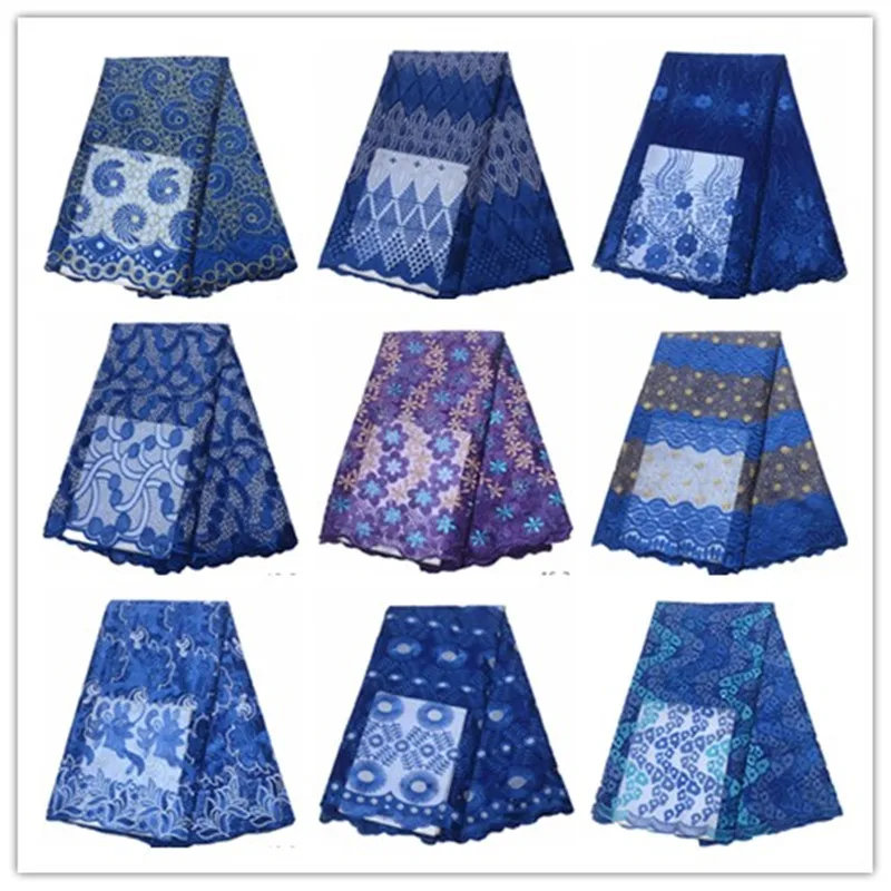 

2019 Newest Blue African Lace Fabric, High Quality Blue French Lace Fabric, Nigeria Lace Fabric For Wedding Dress
