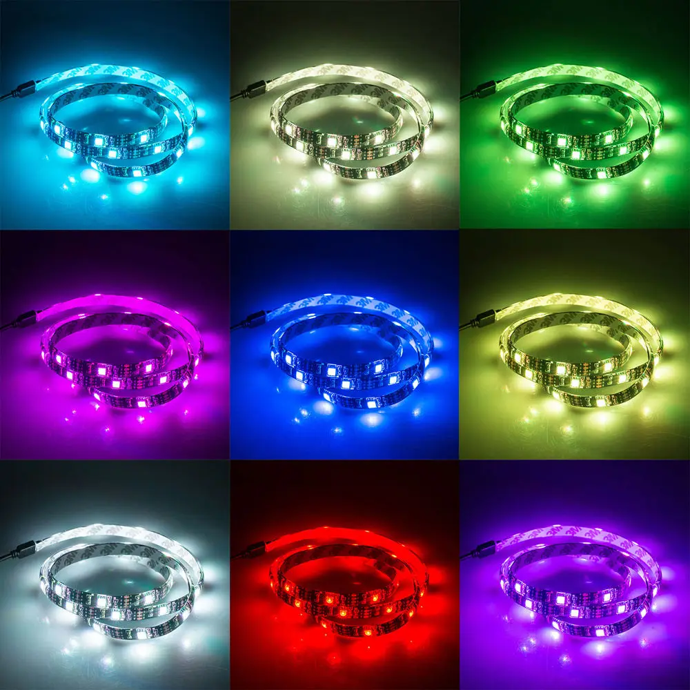 Цветная(RGB) Светодиодные ленты светильник ПК, мониторы и ТВ водонепроницаемый светодиодный Подсветка Светодиодные ленты e USB SMD5050 Тира Светодиодная лента, освещение наборы 2x50 см 2x100 см