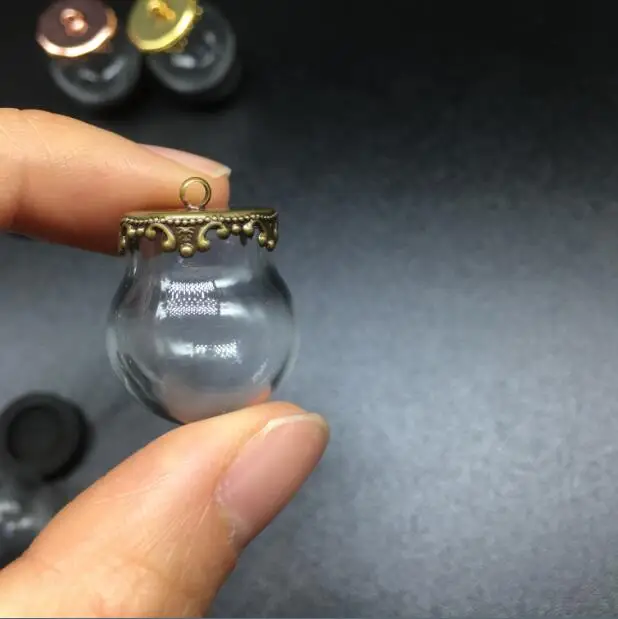 3 комплекта 20*15 мм прозрачное Круглое стекло глобусы пузырь металлический цветок База лоток ювелирные изделия ожерелье флакон кулон DIY бутылки желаний