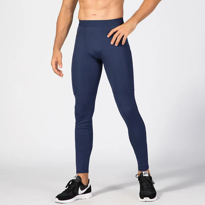 Мужские компрессионные штаны для фитнеса и тренировок, бега, быстросохнущие штаны для велоспорта, штаны на молнии с карманами