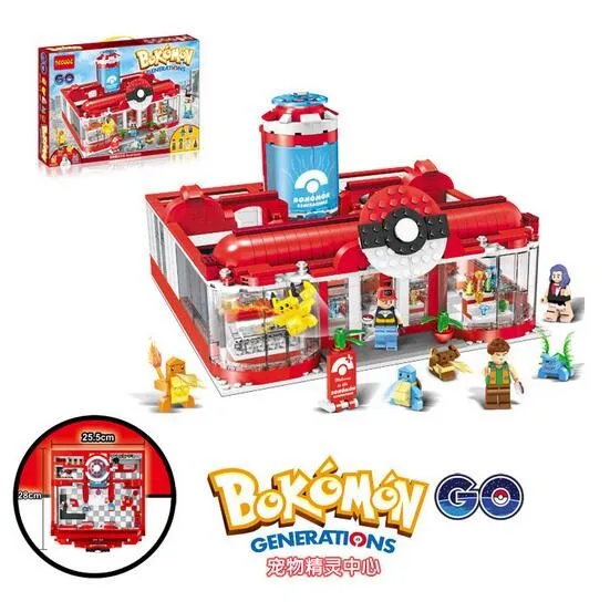 

Pokemon toy figures Pikachu Generations Medical Center Building Blocks Model Bokemon Bricks decool set Toys