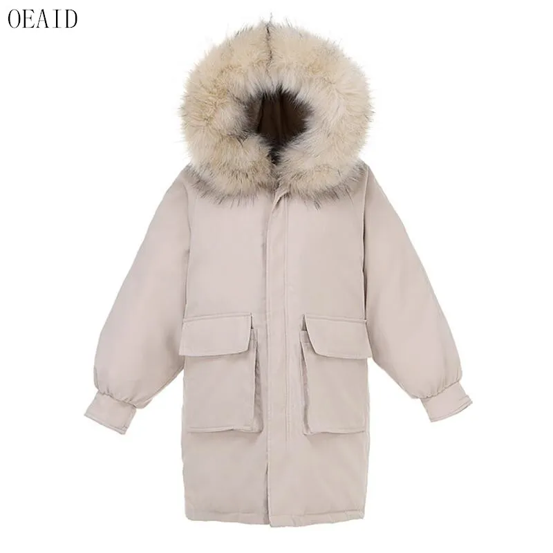 

Large Fur Collar Coat Jacket Winter Women 2019 New Winter Parka Women Outerwear Long Slim Thickening Warm Female Jackets Coats