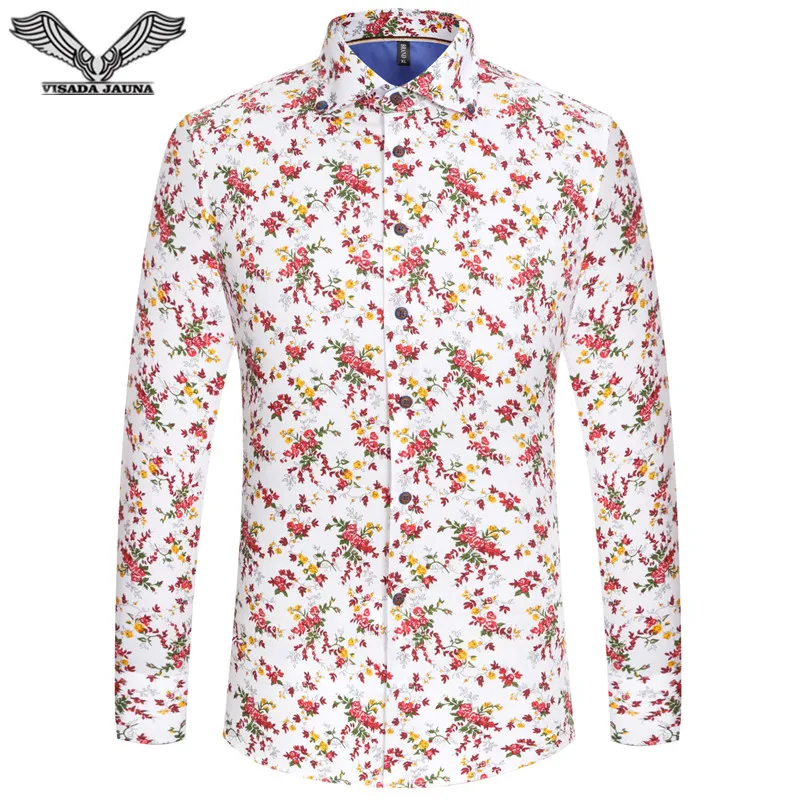 VISADA JAUNA 2017 القادمون الجدد Camisa دوس homens عارضة رجل قميص طباعة Algodao يتأهل Camisas دي Vestido Masculino 5XL n5816