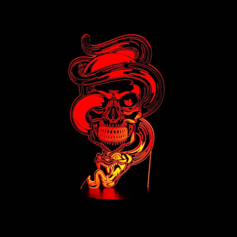Новый Новинка Властного дракон ожесточенные змея завернутый череп приглушить 7 цветов градиент Иллюзия ночник настольная Спальня дома