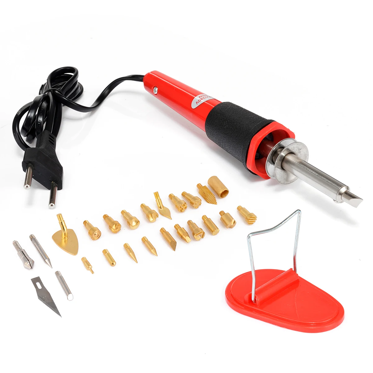 26pcs Wood Burning Soldering Iron Pen Tip Kit Set 220-240V 30W Electric Solder Tool for Leather Embossing Craft EU Plug