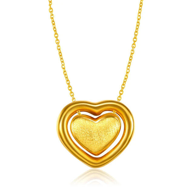 XXX 24K Pure Gold Necklace Real AU 999 Solid Gold Chain Trendy Nice Beautiful Double Hearts Upscale Party Jewelry Hot Sell New 3