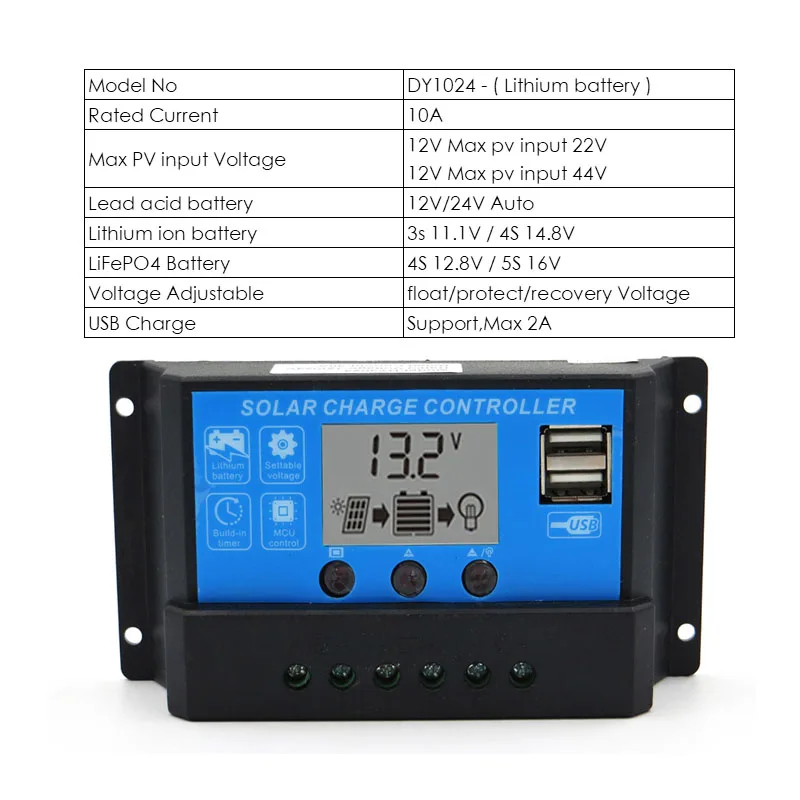 10A 20A 30A 40A 50A 60A 12V 24V интеллектуальная панель солнечных батарей Контроллер заряда батареи Регуляторы ЖК-дисплей li-ion - Цвет: 10A 12 24V