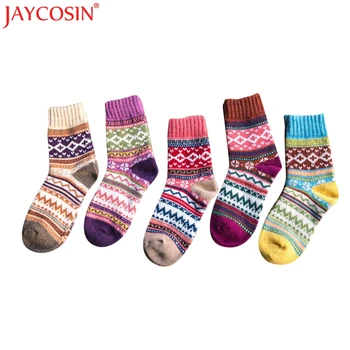 

JAYCOSIN Socks Funny Sock Womens Happy 5Pairs Womens Knit Printed Warm Wool Ankle Winter Socks D1213 Free Shiping