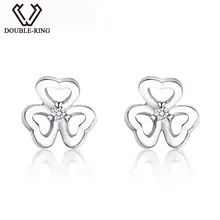 DOUBLE-R подлинные 0.04ct серьги с цветами из алмазов женские стерлингового серебра 925 романтические обручальные серьги с бриллиантами ювелирные изделия