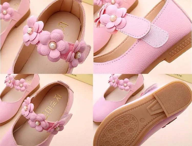 Весенне-Осенняя детская повседневная обувь для девочек; кожаная обувь для девочек; детская обувь; кроссовки; детская модная Праздничная обувь принцессы с цветами; 21-36