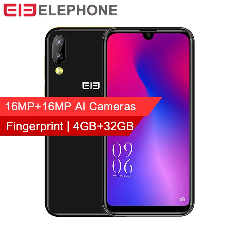 

Elephone A6 mini 4GB 32GB Mobile Phone Android 9.0 5.71" Waterdrop Screen MT6761 Quad Core 16MP Camera 3180mAh 4G LTE Smartphone